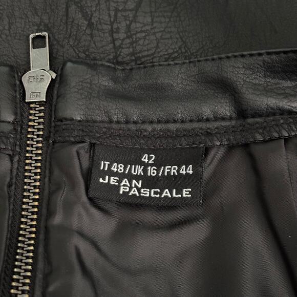 Jean Pascale Skirt Size 12 Mini Faux Leather Floral Embroidered Moto Witchy Boho - Picture 12 of 13